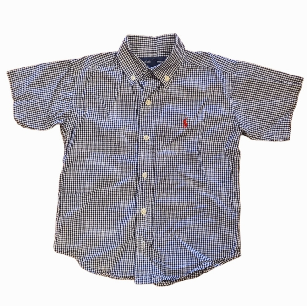 Ralph Lauren Toddler's Navy and White Gingham Shirt - Size 4T